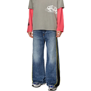 High Quality <b>Mens</b> Casual Baggy <b>Jogger</b> side strap Custom Loose Fit Street Wear <b>Jeans</b> Distressed Washed Denim Solid Pattern Summer - Product Image 6