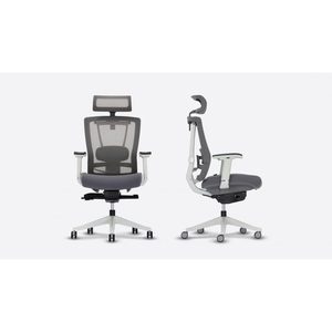 Chaise de bureau exécutive ergonomique moderne en maille - pivotante, confort en mousse et tissu, cadre en aluminium, coussin en PU, base en nylon - Product Image 3