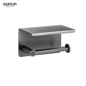 Soporte de papel higiénico de Metal montado en la pared Premium con estante plano Dispensador de rollos de baño moderno Accesorio duradero elegante - Product Image 4