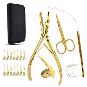 Premium Human Hair Extensions Beads <b>Crimping</b> 2 Hole Plier Kit Stainless Steel Hair Sectioning Duck Bill Clips Hair Loop Tool - Product Image 1