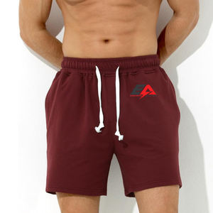 Wholesale Custom Logo Men's Summer Running Shorts 100% Cotton Printed Gym Logo Waist <b>Drawstring</b> Hot Shorts Athletic Workout - Product Image 1