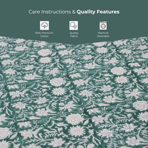 Vert Gadh Jaal Main Bloc Imprimé Coton Nappe De Table À Manger Nappe En Gros Fait À La Main Coton Couverture De Table - Product Image 4