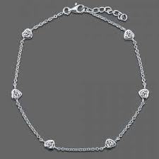 Bracelet de cheville en argent sterling avec six bracelets de cheville en forme de cœur en zircone cubique pour les femmes et les filles dans les fêtes de mariage - Product Image 2
