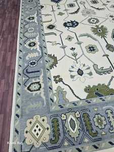 Haute Qualité Traditionnel Oushak Tapis Tricoté À La Main Moderne Coloré Turc Tapis Marine Corail 8x10 Blanc Bleu 9x12 Coton Haut - Product Image 3