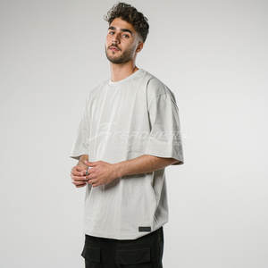 Boxy hombres de lujo de gran Tamaño 250 Gsm Heavyweight camisetas 100% algodón sólido gota gráfico personalizado ropa informal pesada - Product Image 6