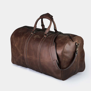 Weekend Duffel transporter bagages chocolat marron sac en cuir véritable grande capacité résistant à l'eau fermeture à glissière compartiment à chaussures - Product Image 3