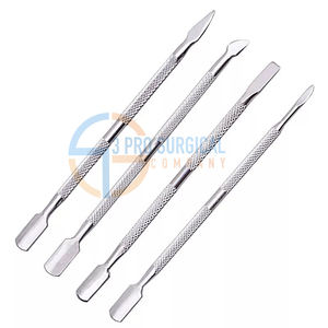 3 empujadores profesionales de cutículas de acero inoxidable de alta calidad, recortadora de doble cara para cuidado de uñas, Material de piedra metálica - Product Image 1