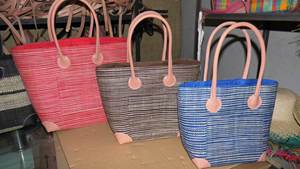Handmade Women's Tote <b>Bag</b> with <b>Leather</b> Handles and Drawstring Closure Straw Beach and Raffia Market <b>Woven</b> From Madagascar - Product Image 5