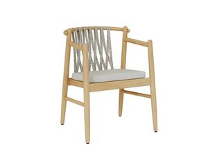 Chaises de salle à manger en cadre de bois de teck massif avec dossiers en corde tissée et coussins anti-soleil pour une utilisation intérieure et extérieure - Product Image 2