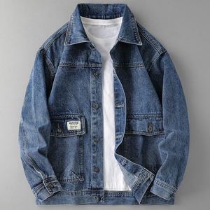 2025 primavera y otoño nueva moda Color sólido abrigo de mezclilla de gran tamaño para hombre Casual suelto cómodo chaqueta de alta calidad - Product Image 1