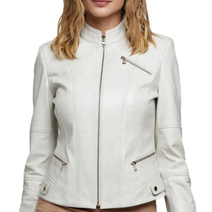 Chaqueta de Cuero para Mujer, a la Moda, Personalizable en Color, con Cuello Alto, Manga Larga, Ajustada, con Logotipo Frontal, Impermeable, Venta al Por Mayor - Product Image 6