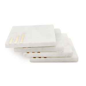 Nouvelle conception sous-verres décoratifs ensemble de 4 sous-verres en marbre blanc pour vaisselle verres sous-verre à bas prix - Product Image 4