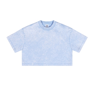 Mejor oferta Vintage ácido lavado camiseta para mujer 230gsm alta calidad rayón transpirable 100% algodón corto Crop Top Logo Suelto - Product Image 3