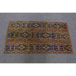 พรมตุรกี, พรมวินเทจขนาด 2.2x4 ฟุต, พรมลายต้นไม้และพืชสีน้ำเงินทำจากขนสัตว์ - Product Image 2