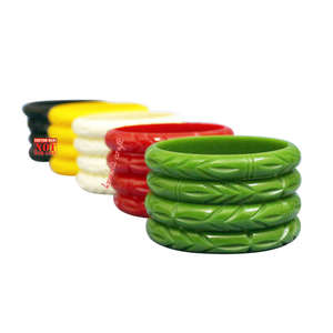 Bracelets minces en résine sculptée de couleurs unies bijoux vintage indiens faits à la main de qualité supérieure vente en gros - Product Image 1