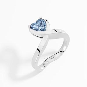 แหวนเพชรเม็ดเดี่ยวลายหัวใจโต1.08 CTW สีฟ้าเครื่องประดับหมั้นทอง14K/18K ขายส่ง - Product Image 2