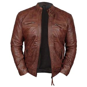 Veste en cuir de vache véritable pour homme, très vendue, marron, bomber, moto, motard, veste d'automne pour homme - Product Image 2