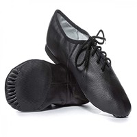 Offre Spéciale chaussures de danse jazz professionnelles fabriquées en usine pour hommes femmes garçons filles cuir noir avec lacets doublure en cuir véritable