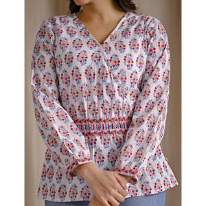 Top Corto de Algodón Blanco con Estampado a Mano y Característica Transpirable - Product Image 2