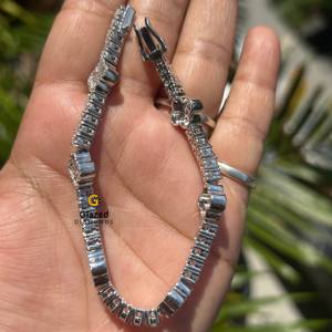 Nueva moda redonda brillante laboratorio cultivado VVs diamantes D incoloro completamente helado trébol de tenis Hip Hop pulsera 10K oro blanco - Product Image 5