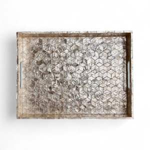 Bandeja de Nácar Hecha a Mano, Bandeja Decorativa con Incrustaciones de Concha Natural, Decoración Ecológica para el Hogar - Product Image 1