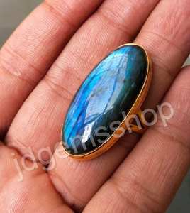 แหวนแลบราโดไรต์ทำด้วยมือเครื่องประดับอัญมณีสีฟ้ารูปไข่แหวน925สเตอร์ลิงแหวนผู้หญิงหรูหราเครื่องประดับของขวัญครบรอบปีที่ไม่ซ้ำกัน - Product Image 6