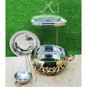 Platos para servir comida de diseño de acero inoxidable de Metal dorado, plato creativo de Catering con diseño de rosas para uso en fiestas de bodas - Product Image 3