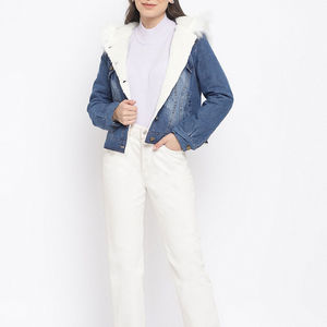 Women's Cotton <b>Jacket</b> <b>with</b> Wool <b>Lining</b> Solid Color Trendy Jeans Outfit Wholesale Factory Made Low MOQ for Winter Season - Product Image 5
