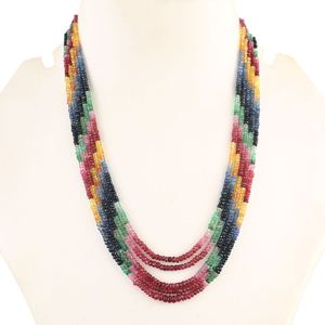 High Quality Natural Multi Sapphire <b>Stone</b> <b>Beads</b> Rondelle Shape Super Quality for Pen <b>Beads</b> Third Party Certified Mehrajudin Gems - Product Image 1
