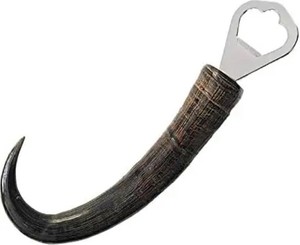 ที่เปิดขวดเขาวัวแท้วินเทจทำด้วยมือโลหะอินเดียสำหรับตกแต่งบาร์ที่ปรับแต่งโลโก้หมวกสแตนเลส - Product Image 3