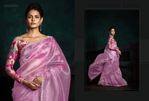 Vêtements de créateur pour femmes Saree en soie de haute qualité Broderie de tissu écrasé souple Bordure de style pakistanais moderne pour les mariages et les fêtes - Product Image 3