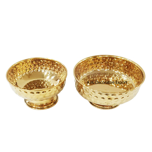 Ultimate Metal Dates Serving Bowl Rounded Shape Glossy Gold Plating With Handmade Hammered Designing <b>Chocolates</b> Serving Bowl - Product Image 1