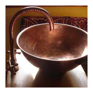 Vente chaude Évier de navire à bol unique en cuivre antique de haute qualité Finition brossée à la main Installation sous le comptoir Facile à nettoyer - Product Image 2