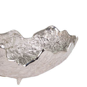 Lot de 2 bols en métal argenté au look de luxe pour Resort Farmhouse Vaisselle décorative vintage Bols de service pour fruits et salades - Product Image 3