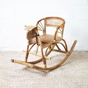 Wicker wood ride on toy animals handmade rattan baby animal rocking chair cute rocker horse for children