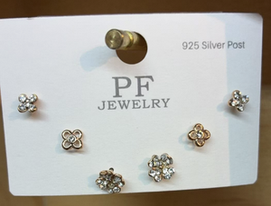 Pf Jewelry <b>Silver</b> Flower <b>Stud</b> <b>Earrings</b> 925 <b>Sterling</b> <b>Silver</b> Crystal Rhinestone Everyday Wear Women's Fine Jewelry - Product Image 3