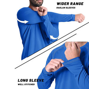 Nueva tela suave y cómoda para exteriores, camisetas Rash Guard de manga larga con cuello redondo, protector Rash ajustado para hombres - Product Image 3