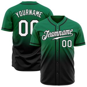 Directo Ommiz Industria Auténtica Ropa Deportiva Personalizada Kelly Verde Blanco-Negro Auténtico Desvanecimiento Moda Béisbol Jersey - Product Image 1