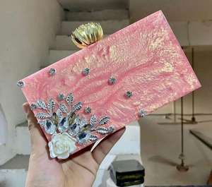 Custom Made Women's Clutches Resin <b>Purses</b> with Elegant Embellishments Fashion <b>Accessory</b> for Stores Resale - Product Image 5