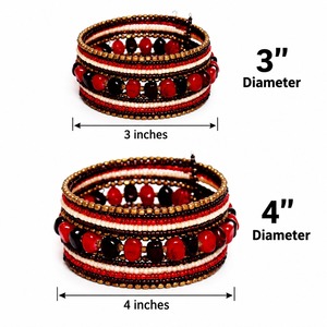 Ensemble de bracelets bohèmes faits à la main, multi-brins, perles en résine, bracelet ethnique superposable, bracelet enveloppant unisexe, bijoux de mode indiens - Product Image 4