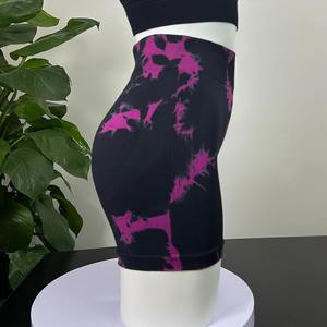 กางเกงขาสั้นผลกระทบที่มีโลโก้กางเกงขาสั้นโยคะไร้ตะเข็บยืดสูงชุดออกกำลังกายสำหรับผู้หญิงฟิตเนสยิมวิ่งสวมใส่สบาย - Product Image 4