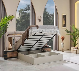 Stylish Modern Luxury Tufted Bed Set Beautiful Adjustable MDF <b>Wood</b> Leather Customizable for Home Office Apartment Hotels Villa - Product Image 3