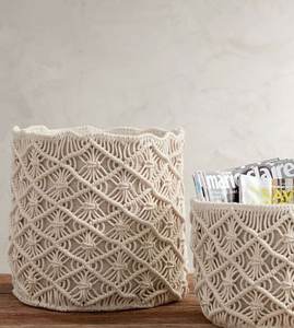 Boho ตะกร้าเก็บของ macrame สำหรับตกแต่งสไตล์โบโฮสำหรับตะกร้าเก็บของในห้อง - Product Image 4