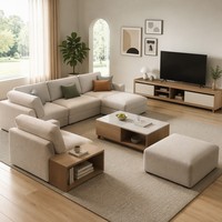Ensemble de canapés modulaires pour salon en tissu avec table basse, meuble TV et rangement, mobilier personnalisé pour toute la maison, idéal pour hôtels et appartements