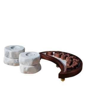 จานไม้ทรงจานพร้อมฐานโลหะสำหรับเสิร์ฟผลไม้ถาดเสิร์ฟผลไม้ - Product Image 2