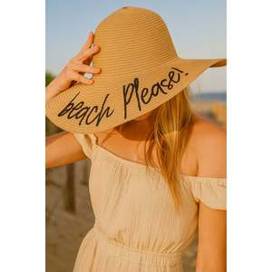 Beach Please Embroidered Camel Straw <b>Hat</b> Hsr2029 - Camel - Product Image 5