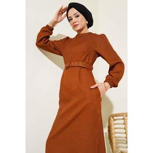 Robe à fléchettes avec ceinture Tan - Product Image 4