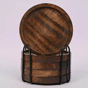 Top Selling Round Shape Wooden <b>Tea</b> Coaster Serving Drinks Juices Snacks Tabletop Decoration Home Office Restaurants Walnut Pads - Product Image 2