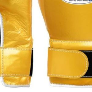 Gants de boxe professionnels en cuir doré avec fermeture velcro au poignet, gants d'entraînement et de sparring pour hommes et femmes - Product Image 5