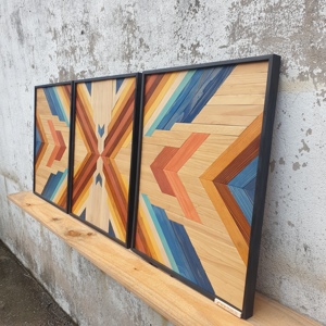 Panel decorativo de pared de Arte de madera 3D de lujo moderno hecho a mano Panel de madera abstracto verde Art Deco personalizable para ocasiones de cumpleaños - Product Image 3